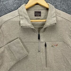 Greg Norman Men’s Quarter Zip Pullover Sweater Size L Tan 1/4 Zip Cotton Blend